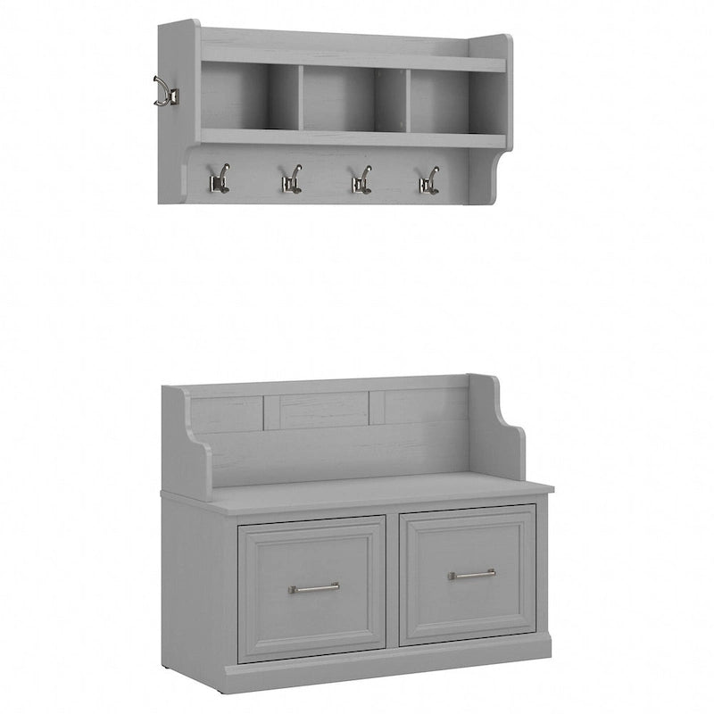 40W Entryway Bench and Wall Mounted Shelf