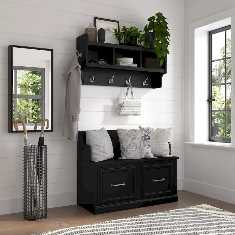 40W Entryway Bench and Wall Mounted Shelf