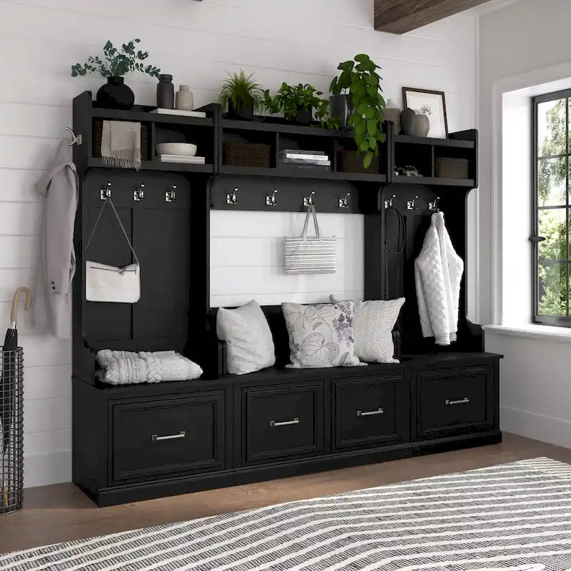 40W Entryway Bench and Wall Mounted Shelf