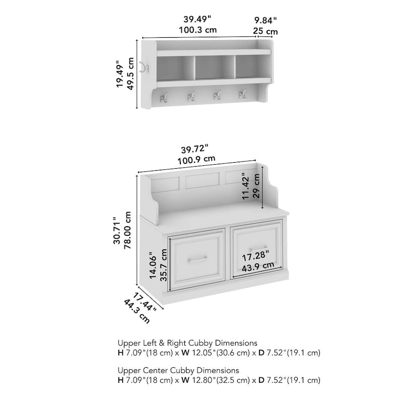 40W Entryway Bench and Wall Mounted Shelf