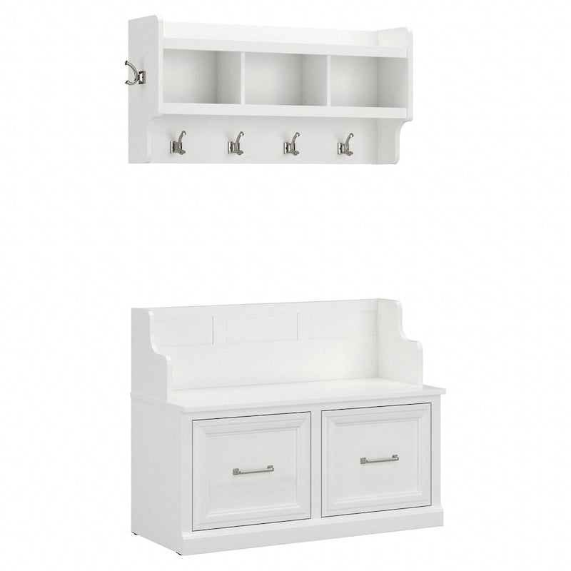 40W Entryway Bench and Wall Mounted Shelf