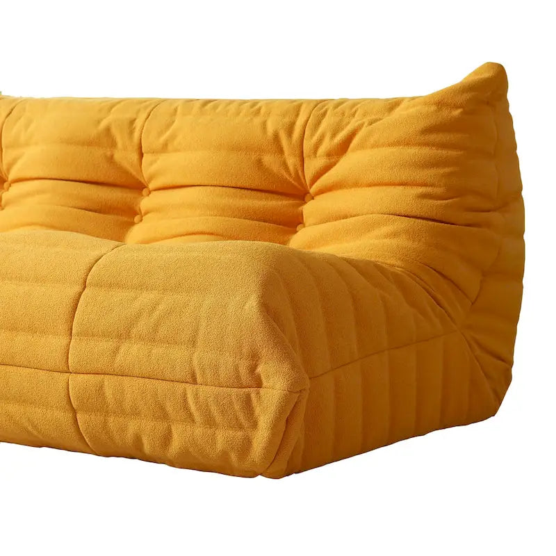 Teddy Velvet Floor Couch,Comfortable Back Support Lazy Sofa with Ottoman