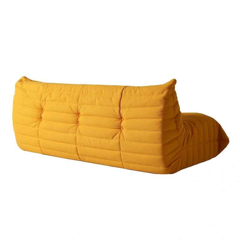 Teddy Velvet Floor Couch,Comfortable Back Support Lazy Sofa with Ottoman
