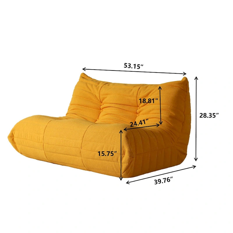 Teddy Velvet Floor Couch,Comfortable Back Support Lazy Sofa with Ottoman