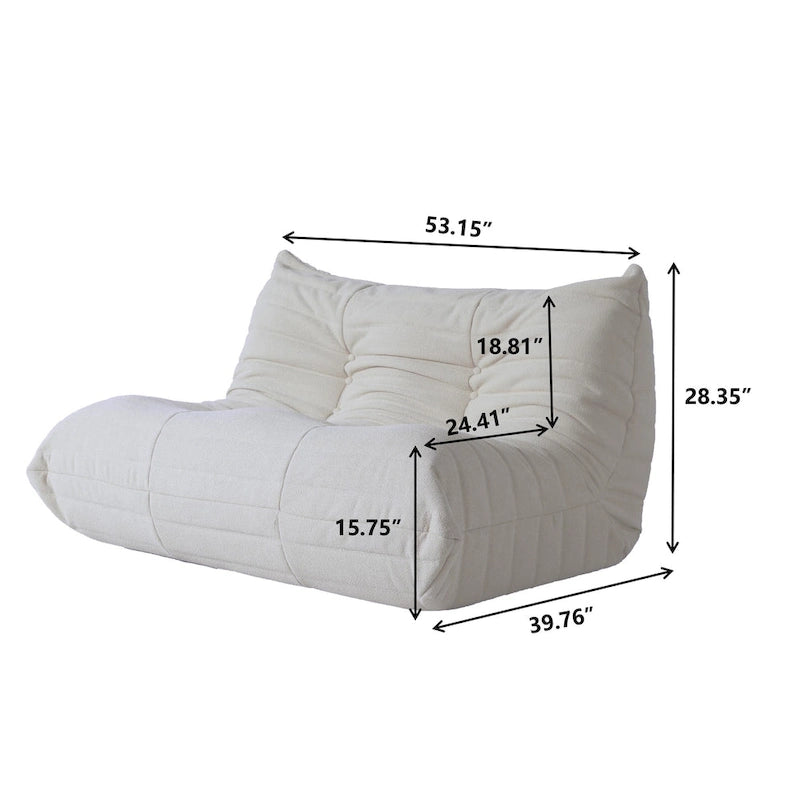 Teddy Velvet Floor Couch,Comfortable Back Support Lazy Sofa with Ottoman