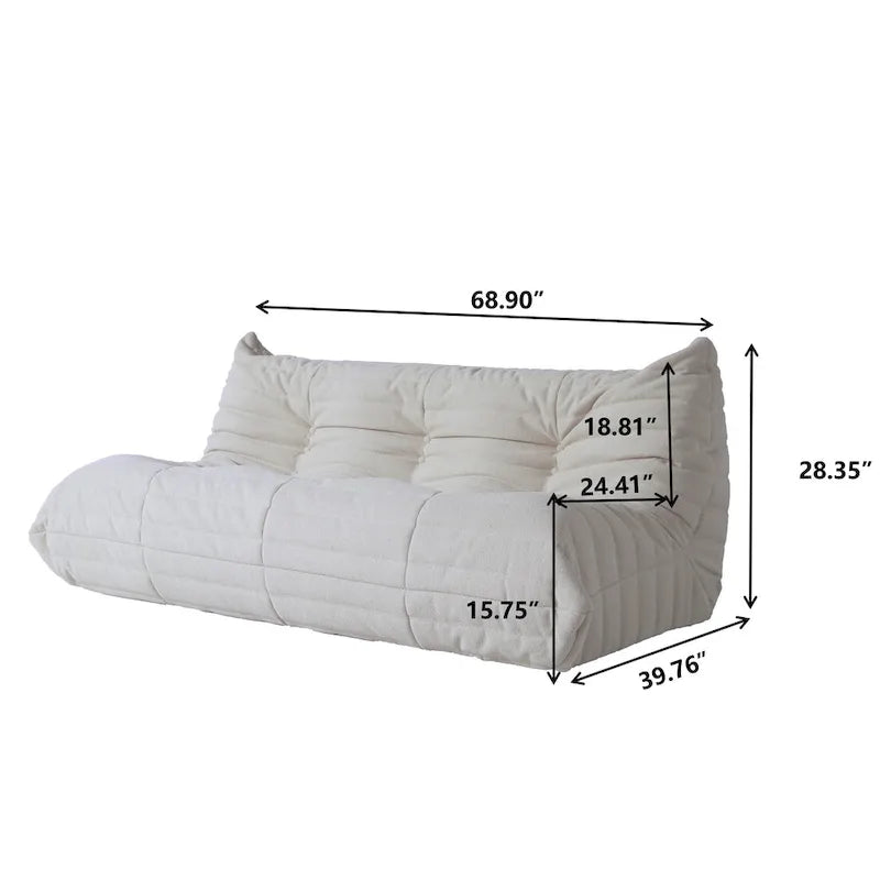 Teddy Velvet Floor Couch,Comfortable Back Support Lazy Sofa with Ottoman
