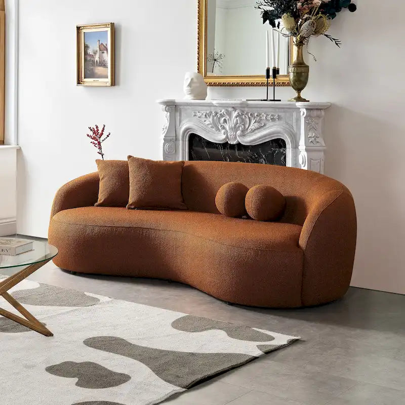 Japandi Style Luxury Modern Boucle Fabric Curved Sofa