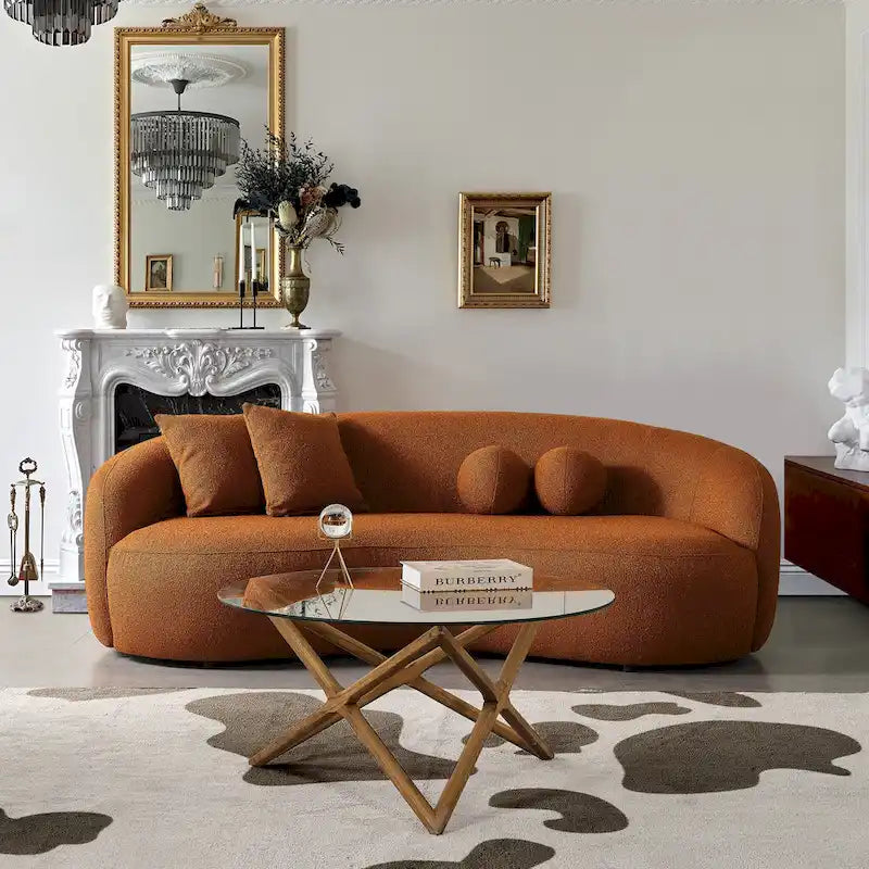 Japandi Style Luxury Modern Boucle Fabric Curved Sofa