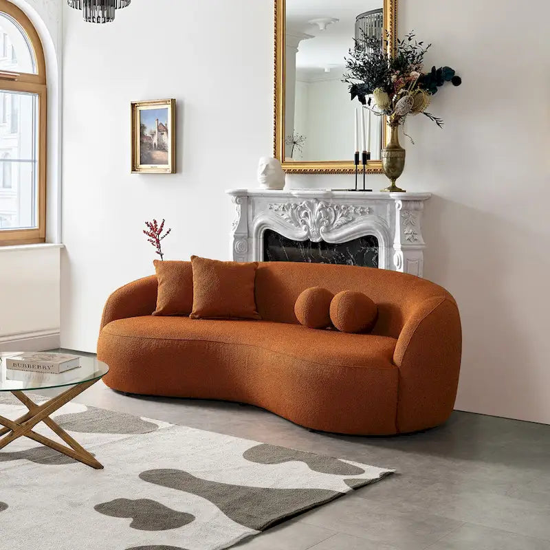 Japandi Style Luxury Modern Boucle Fabric Curved Sofa