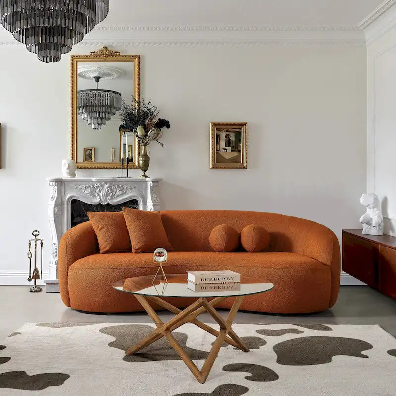 Japandi Style Luxury Modern Boucle Fabric Curved Sofa