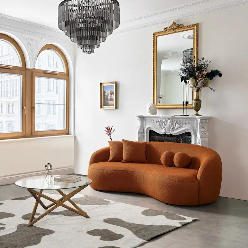 Japandi Style Luxury Modern Boucle Fabric Curved Sofa