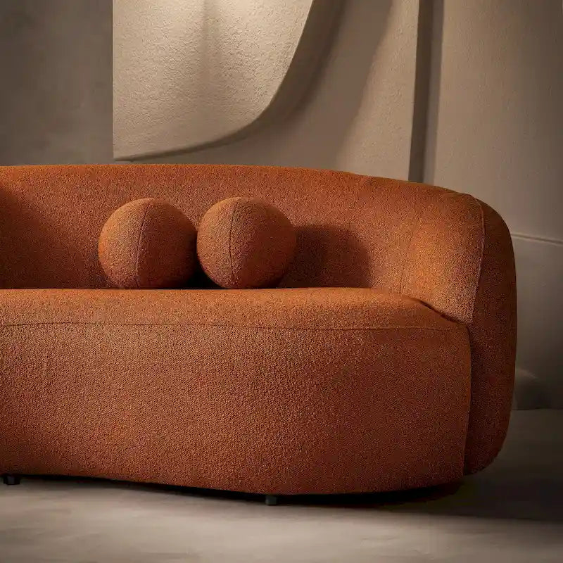 Japandi Style Luxury Modern Boucle Fabric Curved Sofa