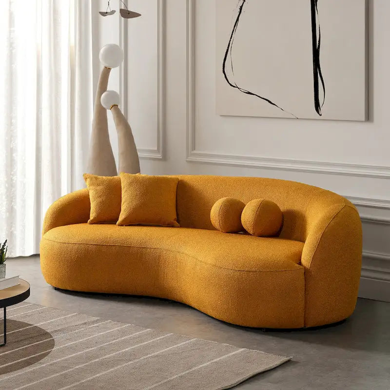 Japandi Style Luxury Modern Boucle Fabric Curved Sofa
