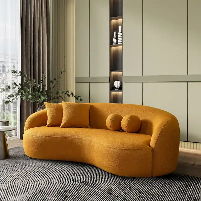 Japandi Style Luxury Modern Boucle Fabric Curved Sofa