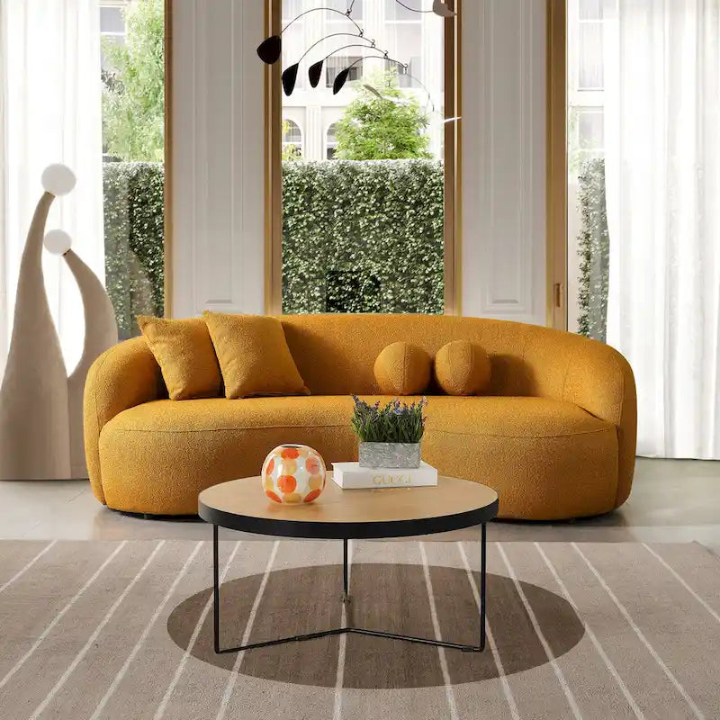 Japandi Style Luxury Modern Boucle Fabric Curved Sofa