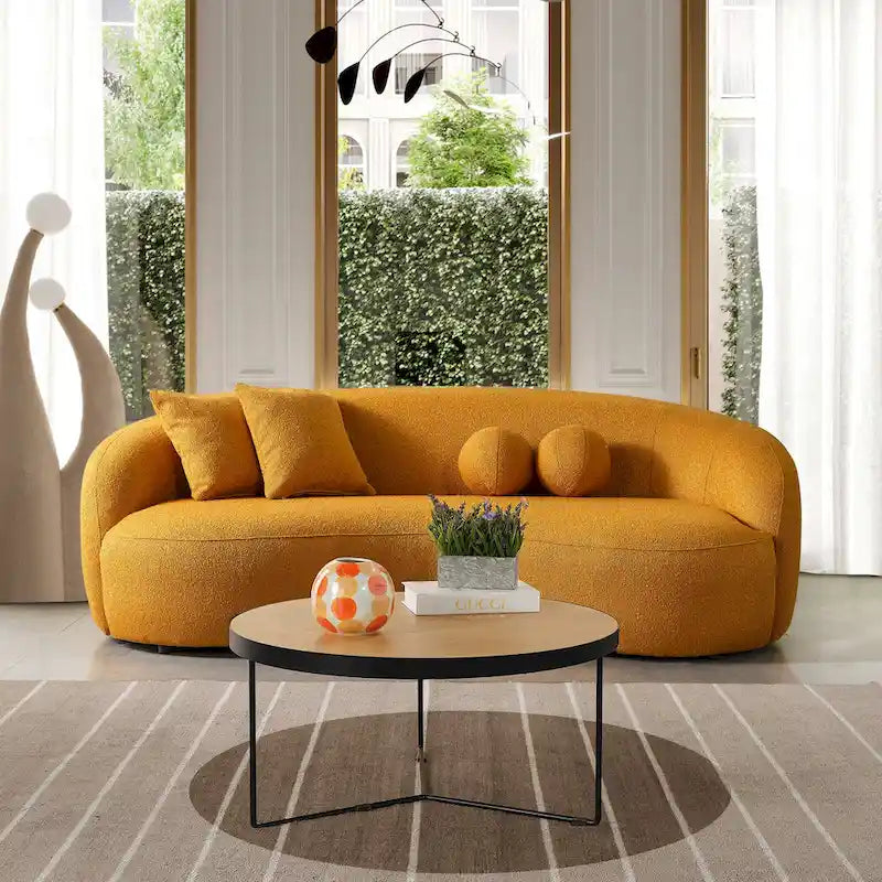 Japandi Style Luxury Modern Boucle Fabric Curved Sofa