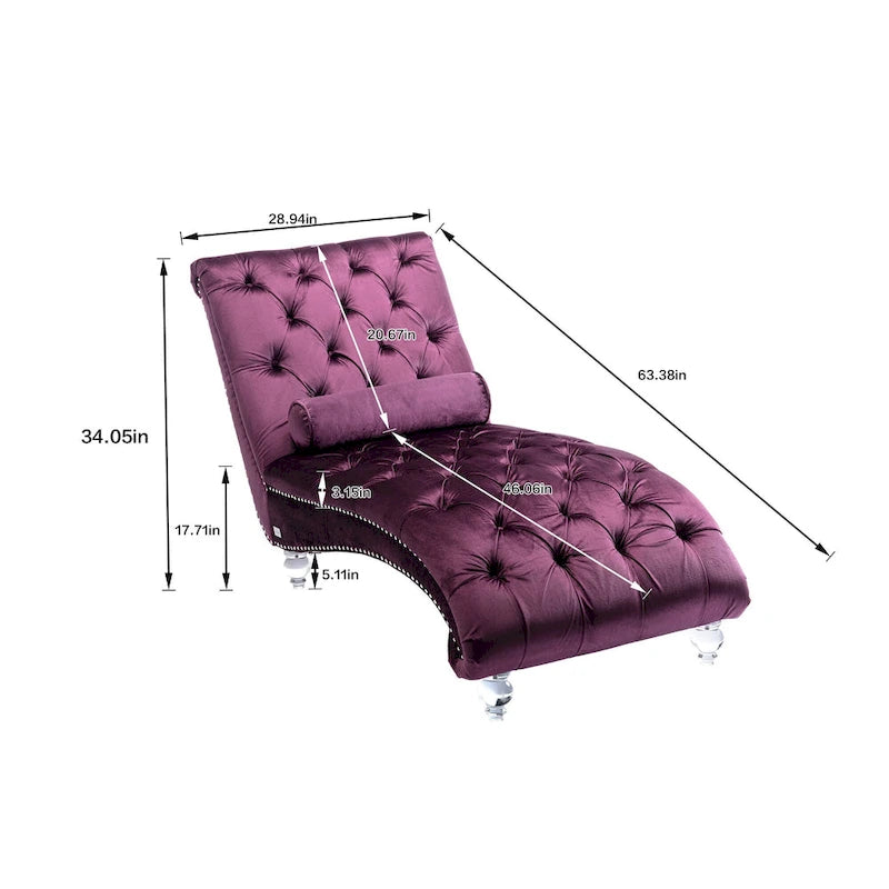 Velvet Tufted Chaise Lounge Accent Living Room Chair