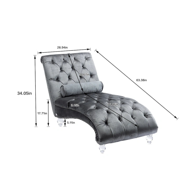 Velvet Tufted Chaise Lounge Accent Living Room Chair