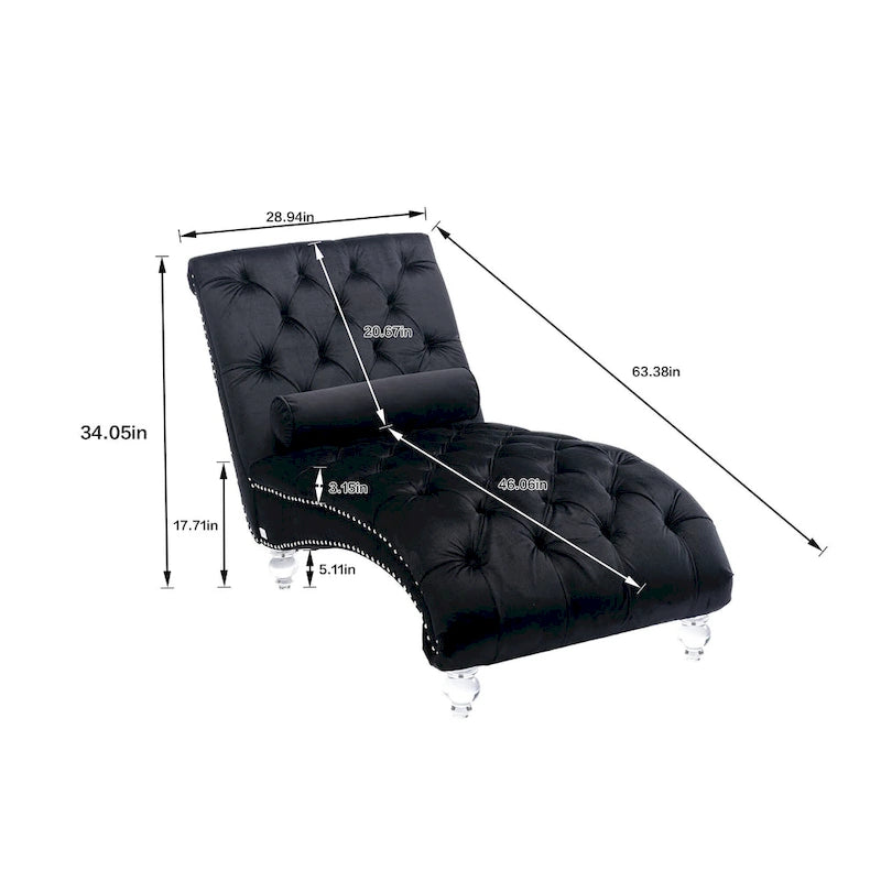 Velvet Tufted Chaise Lounge Accent Living Room Chair