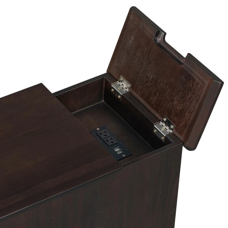 Classic Vintage Livingroom End Table Side Table with USB Ports and One Multifunctional Drawer with cup holders