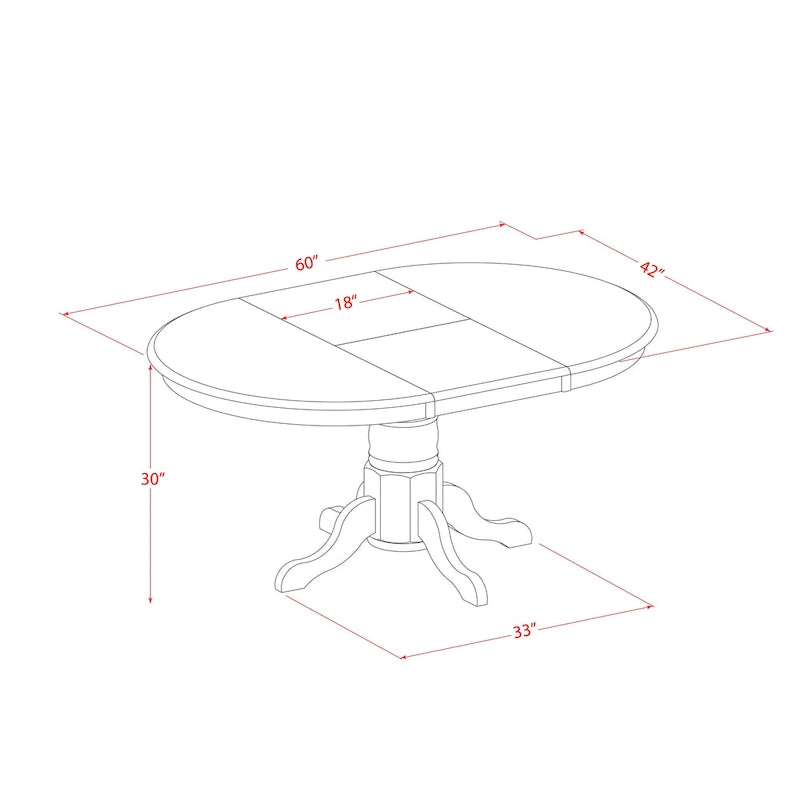 Kitchen Dining Table Butterfly leaf Oval Table Top and Pedestal Legs- Hardwood Table (Finish Option)