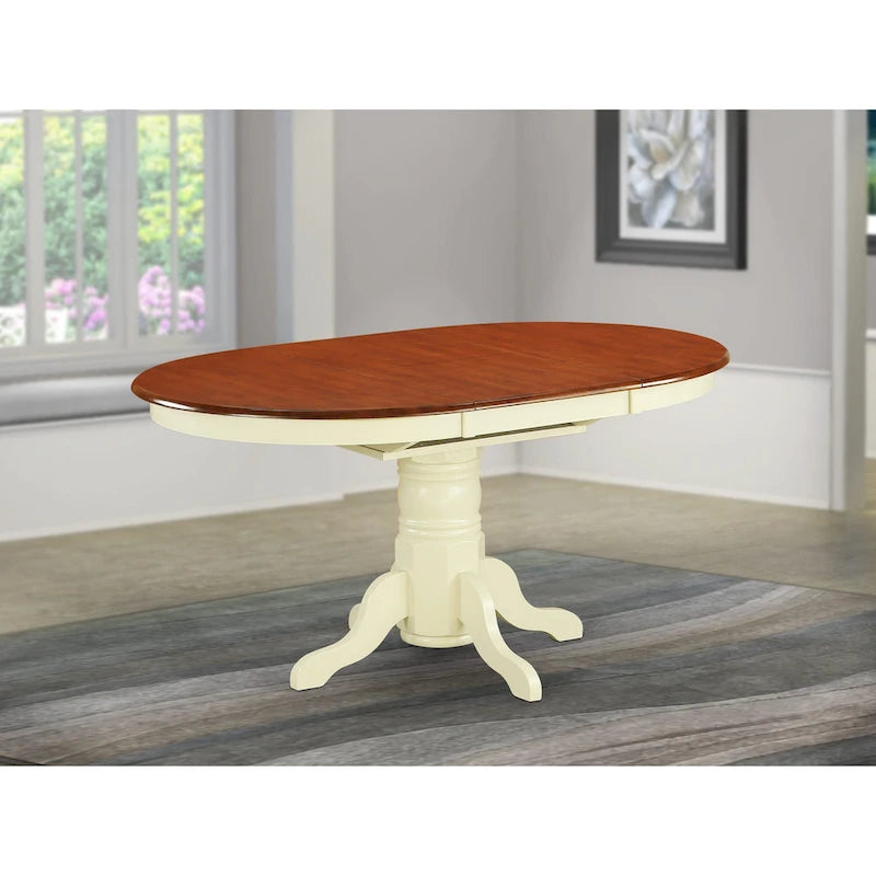 Kitchen Dining Table Butterfly leaf Oval Table Top and Pedestal Legs- Hardwood Table (Finish Option)