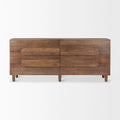 Astrid Medium Brown Solid Mango Wood 6 Drawer Sideboard - 74.3L x19.8W x 29.5H