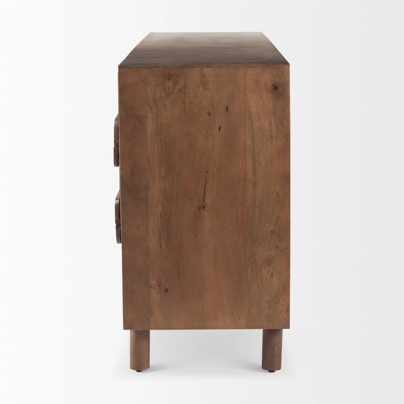 Medium Brown Solid Mango Wood 6 Drawer Sideboard - 74.3L x19.8W x 29.5H