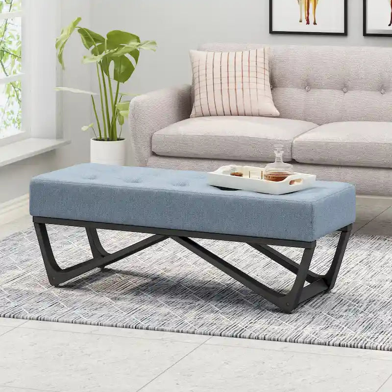 Contemporary Fabric Ottoman Bench