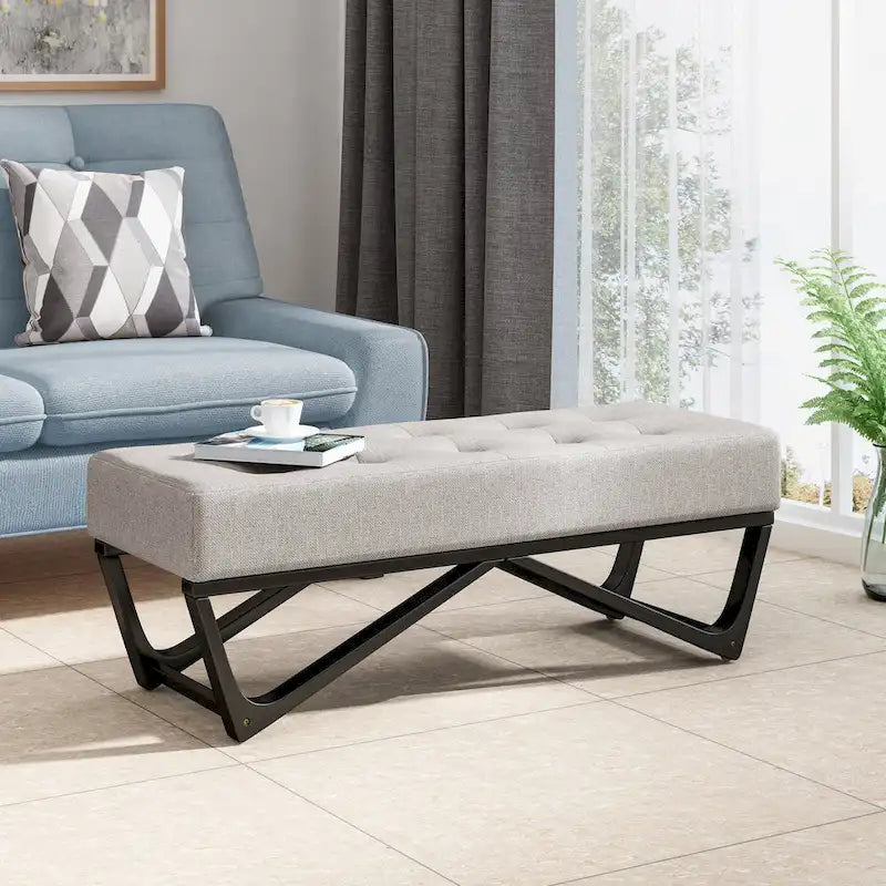 Contemporary Fabric Ottoman Bench