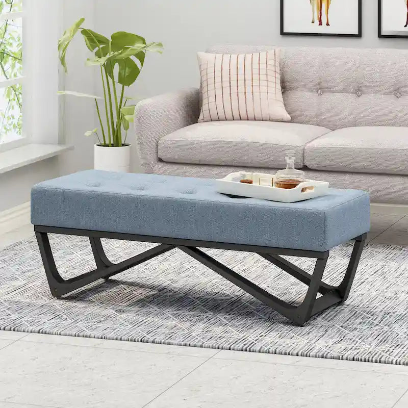 Contemporary Fabric Ottoman Bench