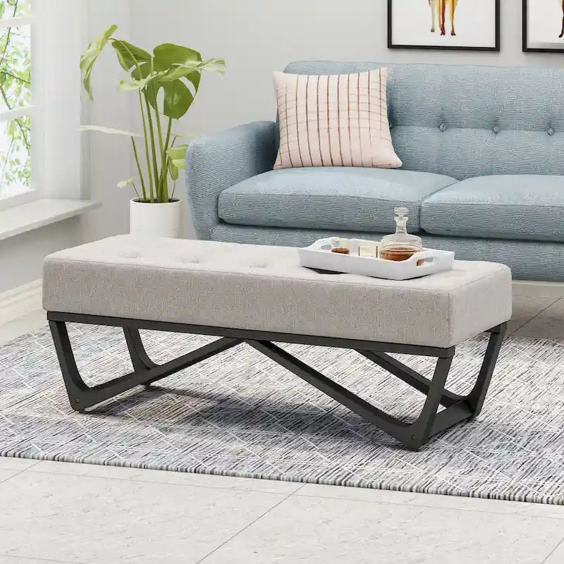 Contemporary Fabric Ottoman Bench
