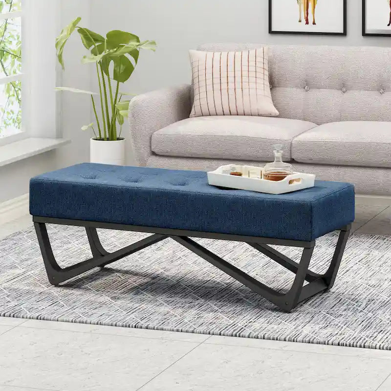 Contemporary Fabric Ottoman Bench