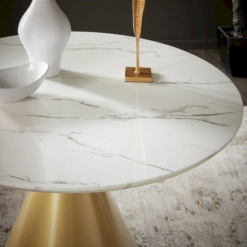 46 Wide Faux Marble Round Dining Table
