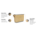Carrello da cucina mobile naturale con piano in acciaio inox