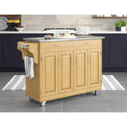 Carrello da cucina mobile naturale con piano in acciaio inox