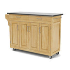 Carrello da cucina mobile naturale con piano in acciaio inox