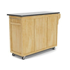 Carrello da cucina mobile naturale con piano in acciaio inox