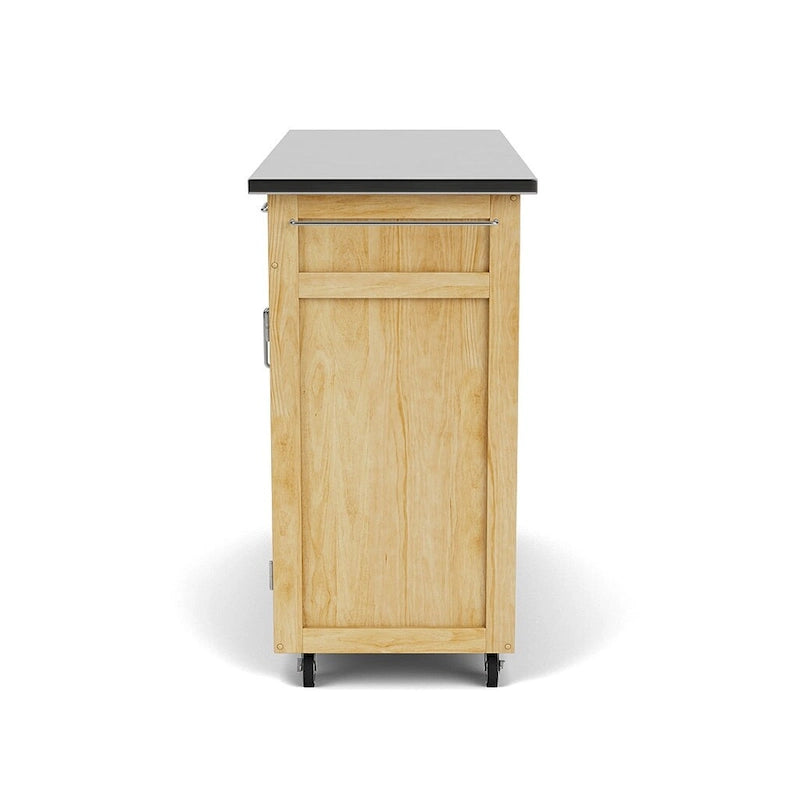 Natural Mobile Kitchen Cart with Stainless Steel Top
