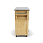 Carrello da cucina mobile naturale con piano in acciaio inox