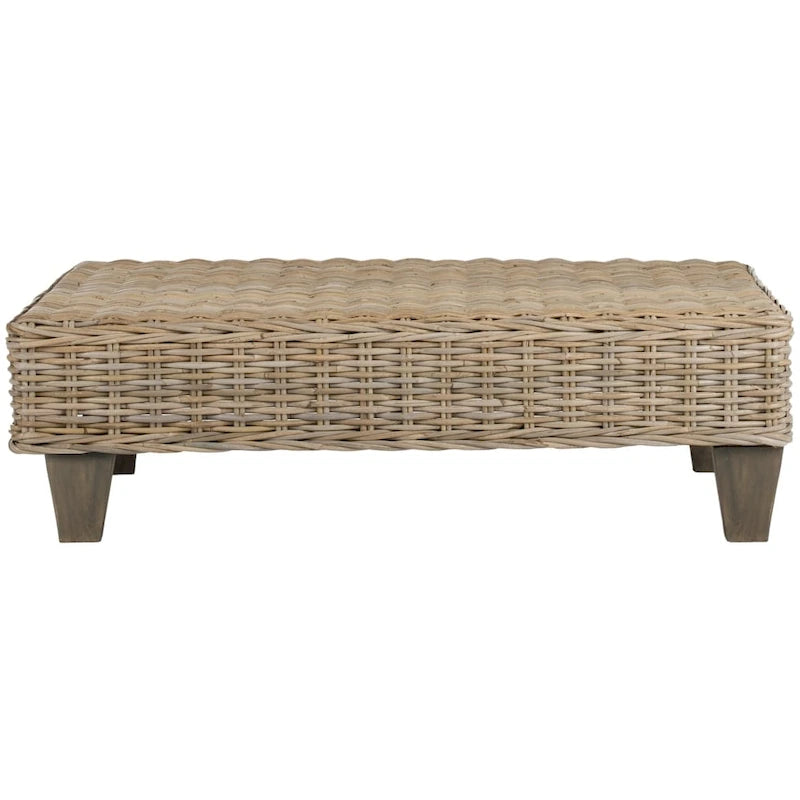Washed Natural Wicker Bench - 40.6 x 27.6 x 12.2