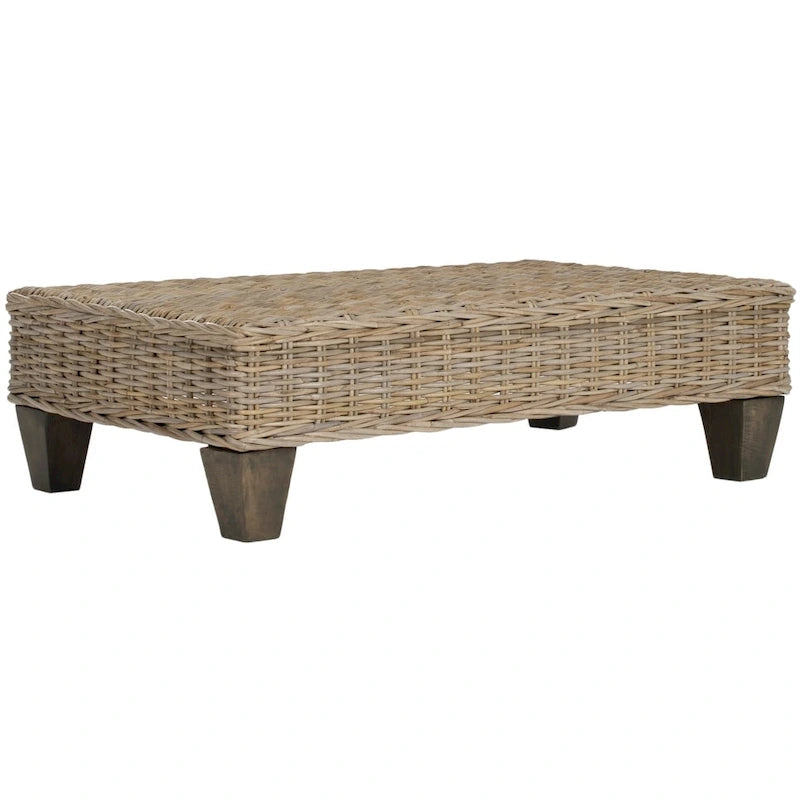 Washed Natural Wicker Bench - 40.6 x 27.6 x 12.2