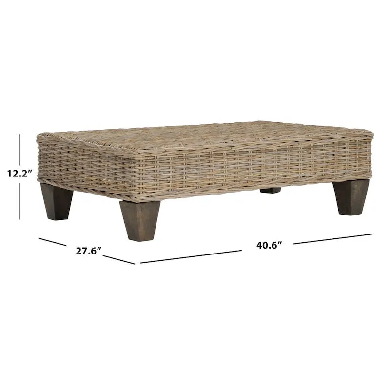 Washed Natural Wicker Bench - 40.6 x 27.6 x 12.2