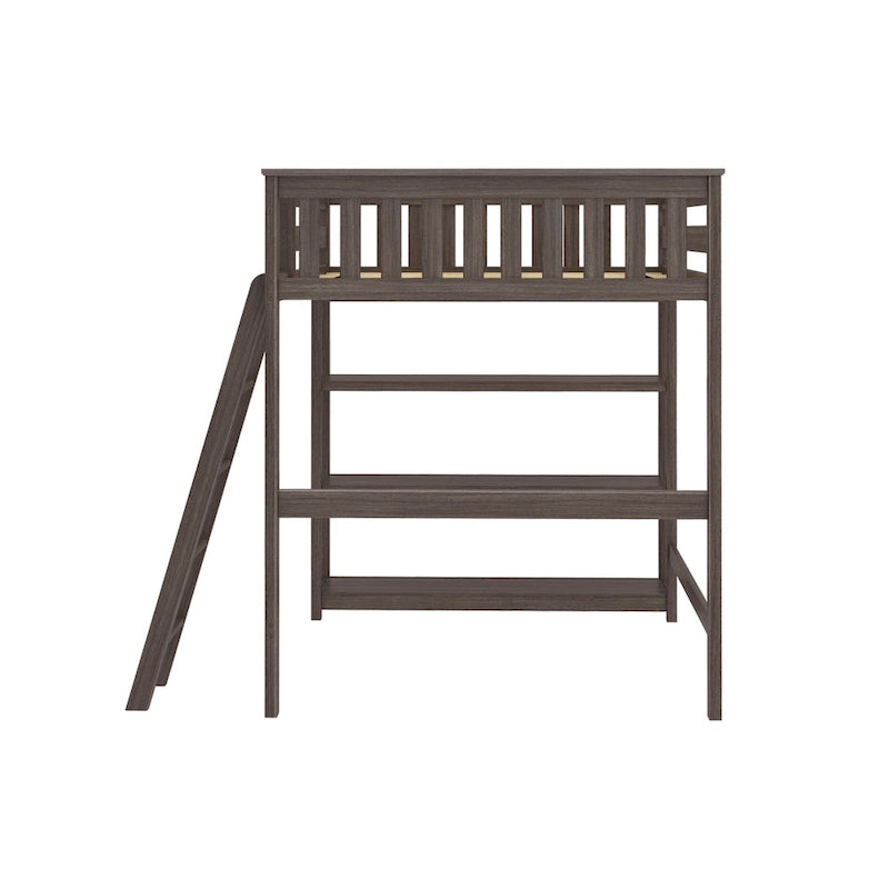 Full-Size High Loft Bed with Bookcase