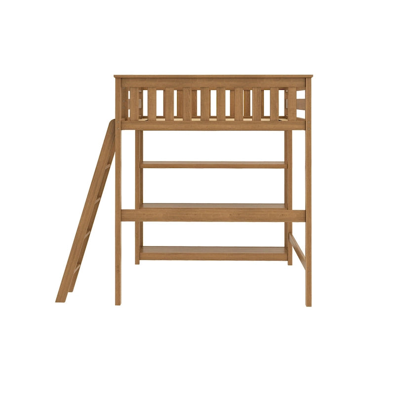 Full-Size High Loft Bed with Bookcase