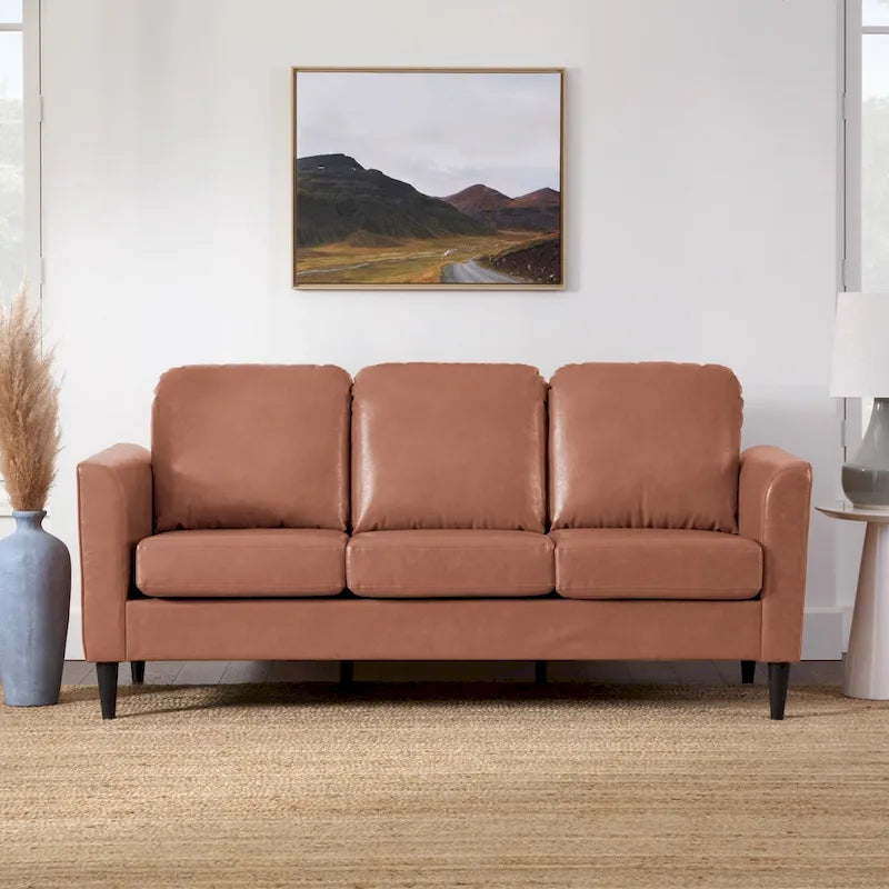 73 Upholstered Curved Arm Sofa