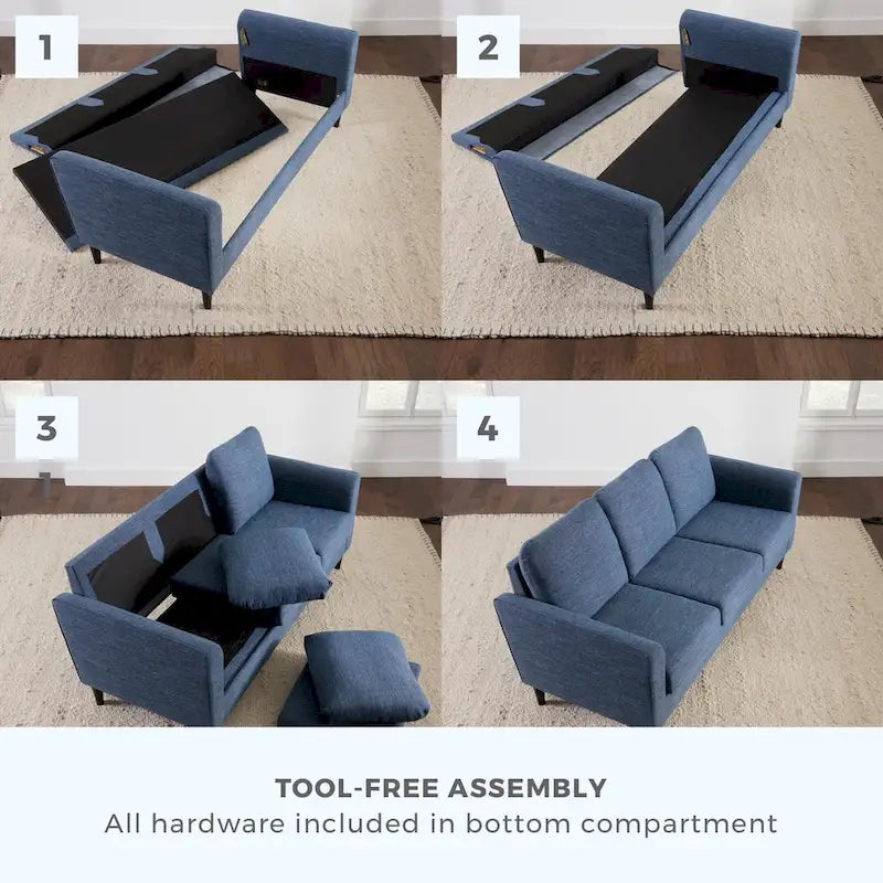 73 Upholstered Curved Arm Sofa