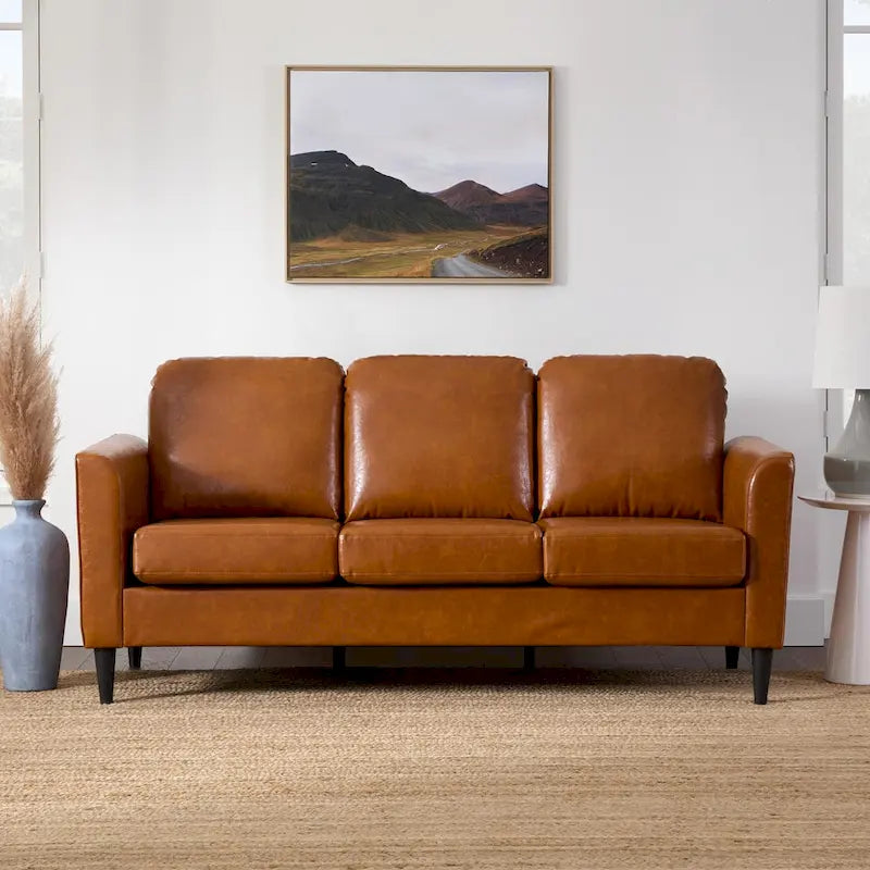73 Upholstered Curved Arm Sofa