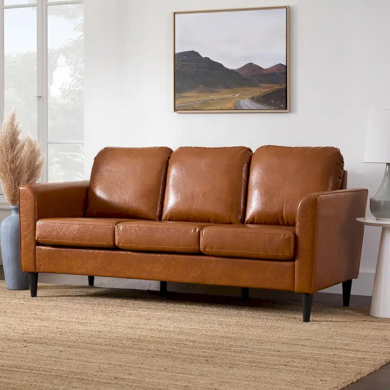 73 Upholstered Curved Arm Sofa