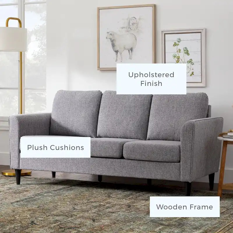 73 Upholstered Curved Arm Sofa